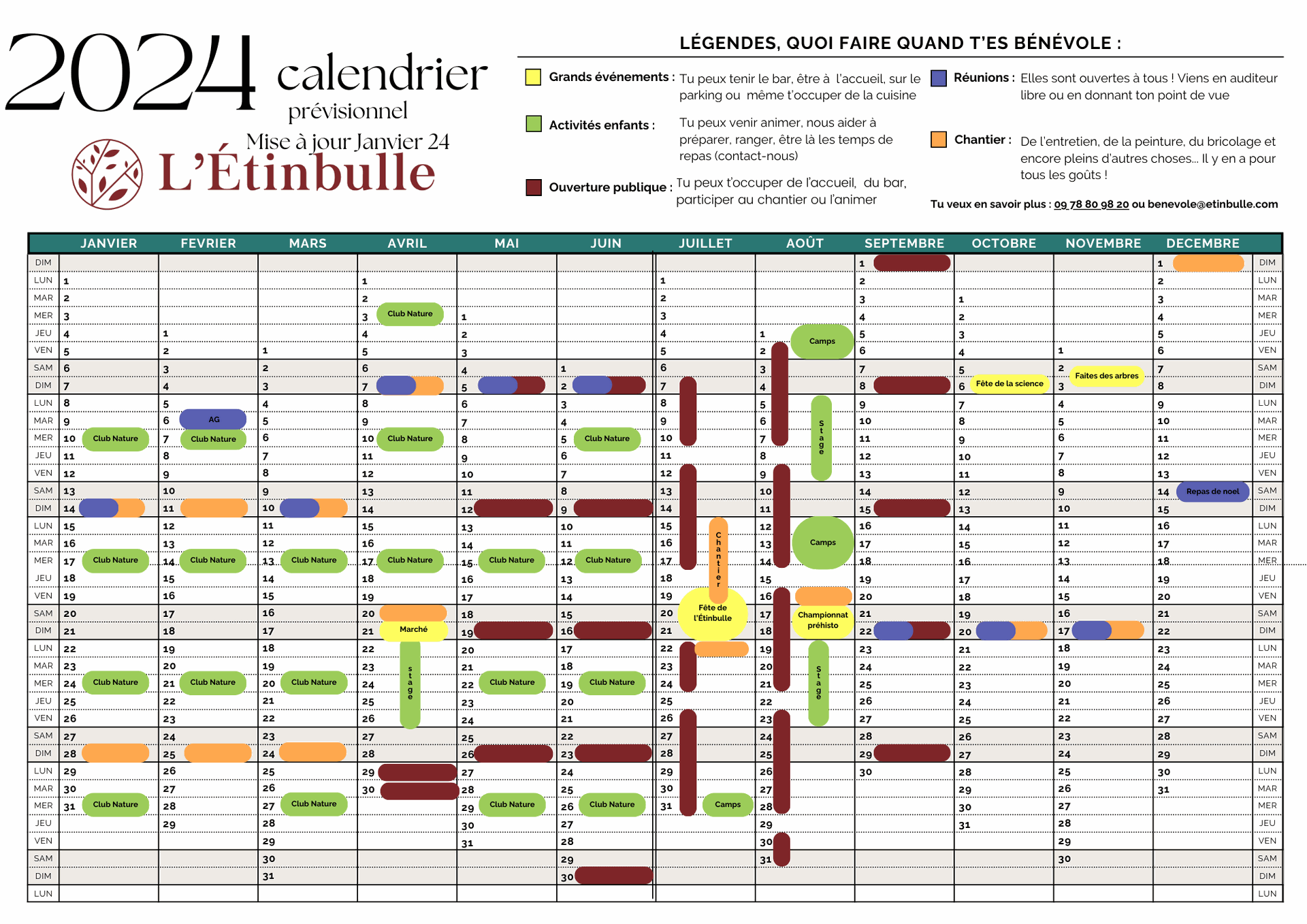 Calendrier prévisionnel